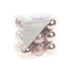 Joulupallolajitelma pinkki kimalle 18 kpl Ø 3 cm