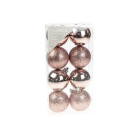 Joulupallolajitelma pinkki kimalle 8 kpl Ø 6 cm