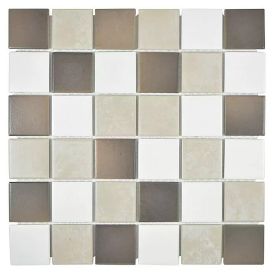 Mosaiikkilaatta Fliesen Quadrat Mix ruskea/valkoinen 30,6 x 30,6 cm