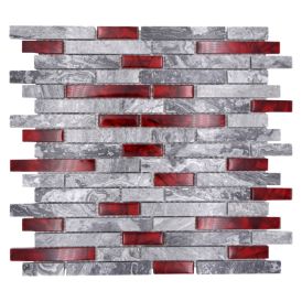 Mosaiikkilaatta Crystal Mix XCM MV618 29 x 30 cm Harmaa/Punainen