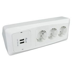 Kulmapistorasia Etman 3-osainen + 2 x USB valkoinen