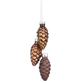 Joulukoriste käpy 3 x 6 cm 3 kpl ruskea lajitelma