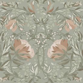 Kuitutapetti AM-Markkinointi Vintage Flowers Jugend Vihreä 139419