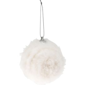 Joulupallo 8 cm Faux Fur valkoinen