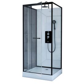 Suihkukaappi Harma Cube Musta/Valkoinen 80 x 80 x 210-230 cm