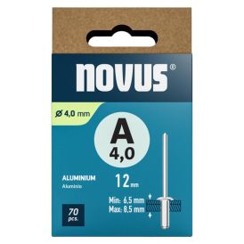 Vetoniitti Novus alumiini Ø 4 x 12 mm 70 kpl/pkt