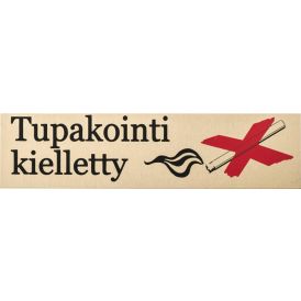 Alumiinikilpi Metl-Stik Tupakointi kielletty teksti + kuva 2 x 8 cm