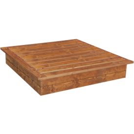 Hiekkalaatikko 120 x 120 cm kannella ruskea