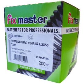 Terassiruuvi Fixmaster Vihreä 4,2 x 55 mm TX20 200 kpl