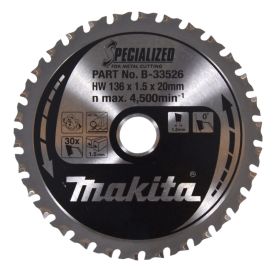 Pyörösahanterä Makita B-33526 136 x 20 x 1,5 mm Z-30