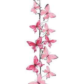 Koristeoksa perhoset 110 cm pinkki