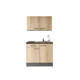 Minikeittiö Respekta Oliver yläkaapeilla ja keraamisella liesitasolla artisan tammi 100 cm