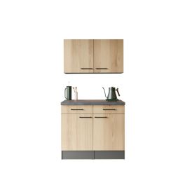 Minikeittiö Respekta Oliver yläkaapeilla artisan tammi 100 cm, 2 laatikkoa + 4 ovea