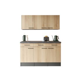 Minikeittiö Respekta Oliver yläkaapeilla artisan tammi 150 cm, 3 laatikkoa + 6 ovea