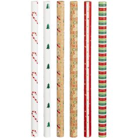Joulupaperi 70 cm x 2 m raidallinen lajitelma