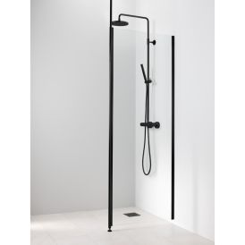 Suihkuseinä Vihtan Pisara 1 musta/kirkas 40 x 198 cm
