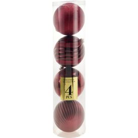 Joulupallo 15 cm 4 kpl viininpunainen