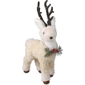 Joulukoriste poro 32 cm valkoinen neule