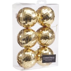 Joulupallo disco 8 cm 6 kpl shampanja