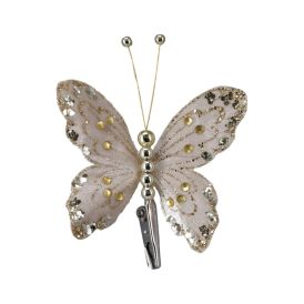 Joulukoriste perhonen 12 cm beige-ruskea 2 kpl lajitelma