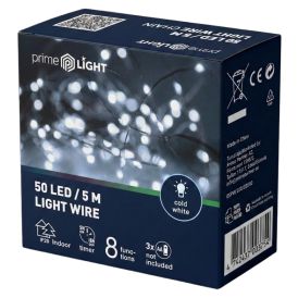 Valolanka Prime Light kylmä valkoinen 50 x LED 5 m