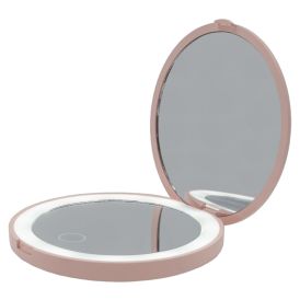 Ladattava LED-meikkipeili Airam puuterinroosa Ø 9 cm Roosa nauha