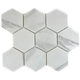Mosaiikkilaatta Welscheit Hexagon Carrara CIM HX9 CR valkoinen 25,6 x 29,55 cm