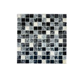 Mosaiikkilaatta Fliesen Quadrat Crystal Mix musta/harmaa 30 x 30 cm