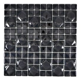 Mosaiikkilaatta Fliesen Quadrat Wavy musta 30 x 30 cm