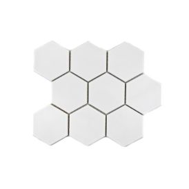 Mosaiikkilaatta Fliesen Hexagon Uni kiiltävä valkoinen 25,6 x 29,5 cm