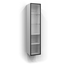 Korkean kaapin vitriniovi Svedbergs kirkas lasi/mattamusta 35 x 160 cm