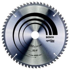 Pyörösahanterä Bosch Optiline Wood 254 x 2,0 x 30 mm T60