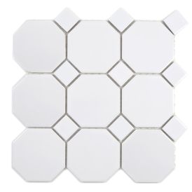 Mosaiikki Fliesen Octa valkoinen 9,7 x 9,7 cm