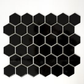 Mosaiikki Hexagon Iso Musta Kiiltävä