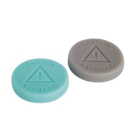 Levymagneetti Fix-o-moll silikonipäällysteinen harmaa/turkoosi Ø 19 x 4 mm 4 kpl/pkt