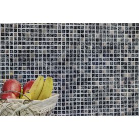 Mosaiikkilaatta Fliesen Quadrat Crystal Mix musta/hopea 30 x 30 cm