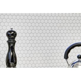 Mosaiikki Hexagon Pieni Valkoinen Matta