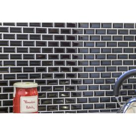 Mosaiikki Brick Bond Diamond Kiiltävä Musta