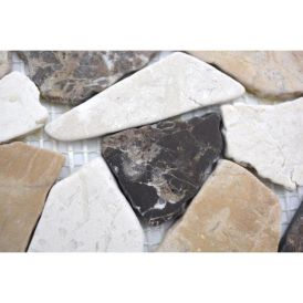 Luonnonkivimosaiikki Fliesen Ciot mix ruskea/valkoinen 10 x 30 cm