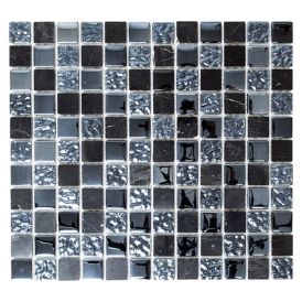 Mosaiikkilaatta Fliesen Quadrat Crystal Mix musta 32,7 x 30,5 cm