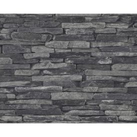 Kuitutapetti Wood`n Stone Kiviseinä Harmaa