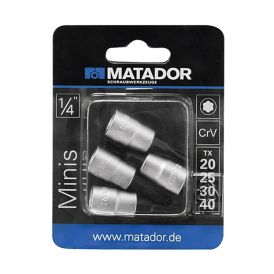 Hylsysarja Matador TORX 1/4" TX20–TX40 4-os