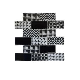 Mosaiikkilaatta Fliesen Subway Misto valkoinen/harmaa/musta 28,3 x 29,1 cm