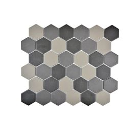 Mosaiikkilaatta Fliesen Hexagon Mix harmaa/tummanharmaa 32,5 x 28,1 cm