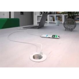 Pöytäpistorasia+USB Schneider Electric Unica System+ Valkoinen