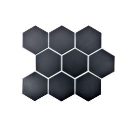 Mosaiikkilaatta Fliesen Hexagon Uni matta musta 25,6 x 29,5 cm