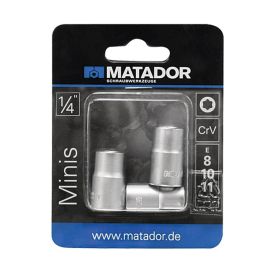 Hylsysarja Matador ulkopuolinen TORX 1/4" E8–E11 3-os