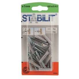 Kauluksellinen yleistulppasarja Stabilit Ø 5 x 25 mm 15 kpl/pkt